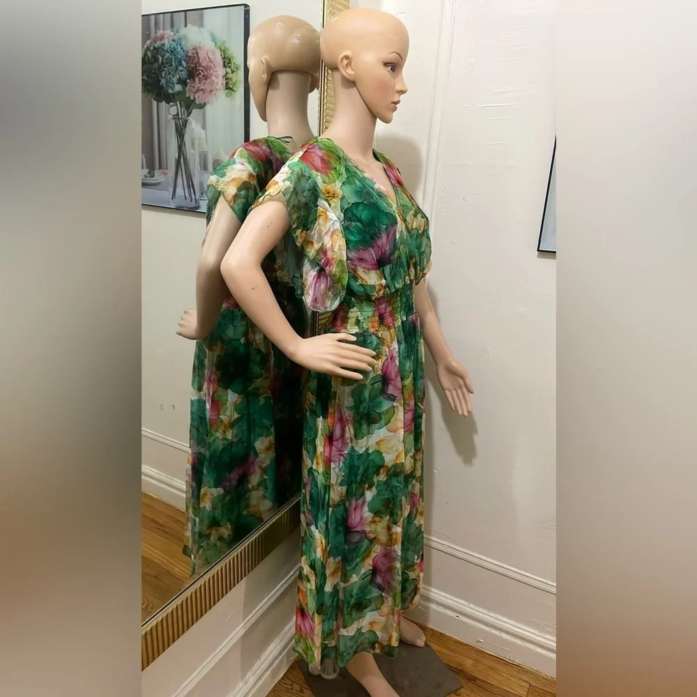 Le Ragazze Green Floral Dress made in Italy